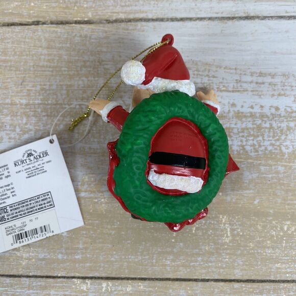 Kurt Adler Rudolph Series Santa Laying on Christmas Wreath Ornament Kohls NWT - Picture 7 of 9